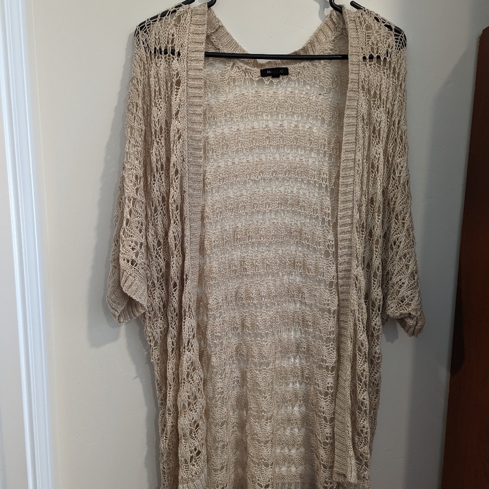 Mine Too Loose Knit Tan cardigan plus size 1x Cap Sleeves